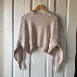 Free People Women's Cream Cropped Sweater - Sz S